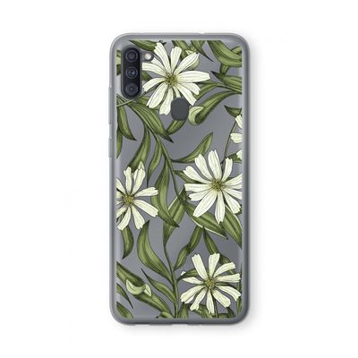 Wit bloemenpatroon: Samsung Galaxy A11 Transparant Hoesje