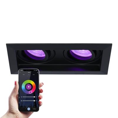 Durham Dubbel smart inbouwspot - Wifi + Bluetooth - RGBWW - GU10 11 Watt 670 Lumen - Kantelbaar - Google Home, Amazon Alexa en Siri - Voor binnen - Zwart