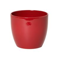 Bloempot glanzend wijn rood keramiek voor kamerplant H12.5 x D13.5 cm