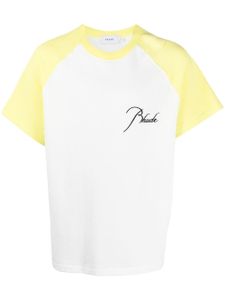 RHUDE t-shirt bicolore à logo brodé - Blanc