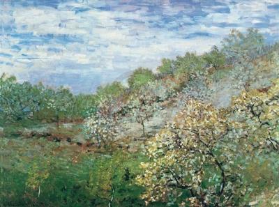Kunstdruk Claude Monet - Bäume in Blüte 80x60cm