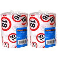 18 jaar verjaardag cadeau - Set van 2x stuks - wc/toiletpapier - 25m - feestartikelen - verkeersbord 18 jaar verjaardag cadeau - Set van 2x stuks - wc/toiletpapier - 25m - feestartikelen - verkeersbord