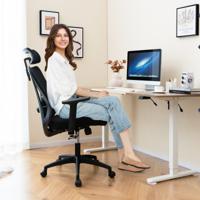 Ergonomische Bureaustoel Verstelbare Bureaustoel 90° tot 120° Kantelbare Rugleuning Verstelbare Lendensteun Verstelbare Hoofdsteun Zwart