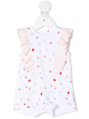 Marc Jacobs Kids barboteuse imprimée à volants - Blanc