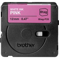 Brother Btag-P35 Labeltape Tapekleur: Pink Tekstkleur: Wit 12 mm 4 m