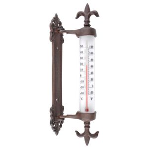 Wandthermometer gietijzer Franse lelies voor binnen en buiten