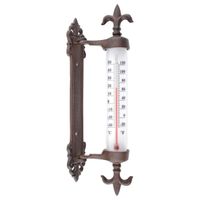 Wandthermometer gietijzer Franse lelies voor binnen en buiten - thumbnail