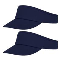 Sunvisor zonneklep voor volwassenen - 2x stuks - Donkerblauw - Katoenen verstelbare zonnekleppen - D