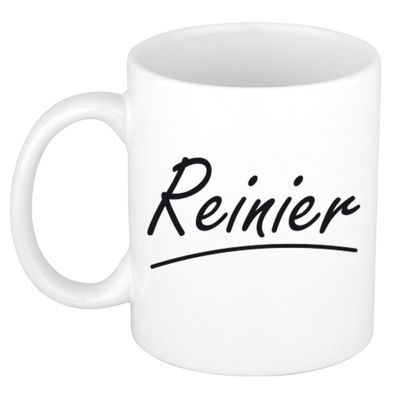 Naam cadeau mok / beker Reinier met sierlijke letters 300 ml