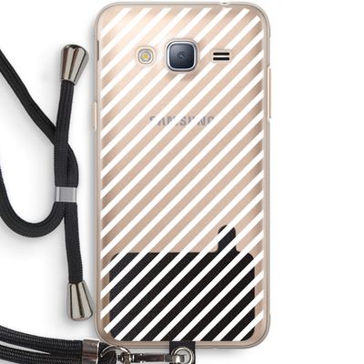 Strepen zwart-wit: Samsung Galaxy J3 (2016) Transparant Hoesje met koord