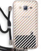 Strepen zwart-wit: Samsung Galaxy J3 (2016) Transparant Hoesje met koord