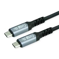 Value USB-C-kabel USB 4.0 USB-C stekker 0.80 m Zwart Afgeschermd 11999089