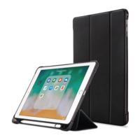 Litchi textuur Flip lederen Case voor de iPad Pro 9.7(2017) / Pro 9.7(2018) / Air2 / Air met drie-vouwen houder & Pen Slots(Black)