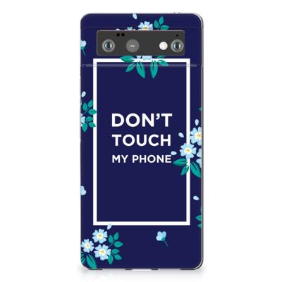 Google Pixel 6 Silicone-hoesje Flowers Blue DTMP Google Pixel 6 Silicone-hoesje Flowers Blue DTMP