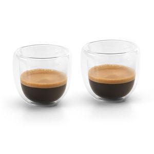 Set van 8x dubbelwandige koffie/espresso glazen 75 ml - transparant