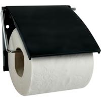 Toiletrolhouder wand/muur - metaal met kunststof afdekklepje - zwart