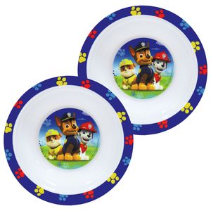 2x stuks kunststof ontbijtbordje diep Paw Patrol 16 cm