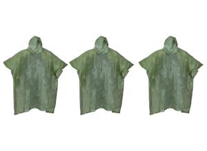 3 Benson Regenponcho's - One size - Groen