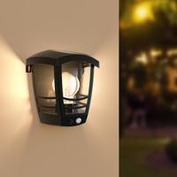 HOFTRONIC™ Clark - Solar Wandlamp - met PIR bewegingssensor - 3000K warm witte lichtbron - IP44 waterdicht - Zwart - Tuinverlichting - Buitenlamp