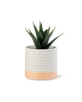 HEMA Bloempot 7.1x7x9.9cm Keramiek Ribbel Crème (creme)