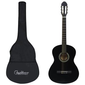 VidaXL Gitaar klassiek beginner met tas 4/4 39" zwart