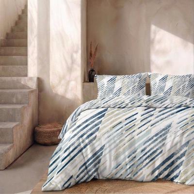 Dekbedovertrek Percale Katoen - Shadow Lines - Tweepersoons (200x200 Cm) - Blauw Percale Katoen - Effen - Presence - Dekbed-Discounter.nl