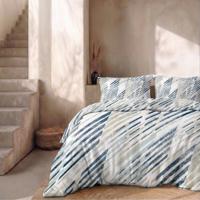 Dekbedovertrek Percale Katoen - Shadow Lines - Tweepersoons (200x200 Cm) - Blauw Percale Katoen - Effen - Presence - Dekbed-Discounter.nl