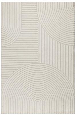 Vloerkleed Elio - Japandi Stijl met Moderne Lijnen in Creamkleurige Neutrale Tinten-80 x 300 cm