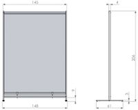 Vloerscheidingspaneel Nobo vrijstaand doorzichtig PVC 1480x2060mm - thumbnail