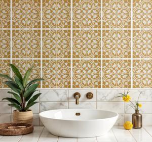 Tegelstickers badkamer oosters geel