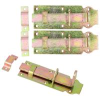 Deltafix schuifslot/hangslotschuif - 3x - 14 x 4.5cm - geel verzinkt staal - deur - schutting - hek - thumbnail