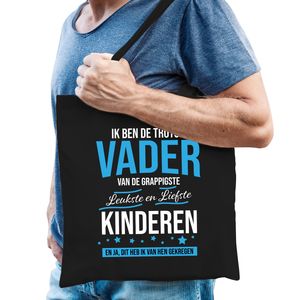 Trotse vader / kinderen cadeau tas zwart voor heren   -