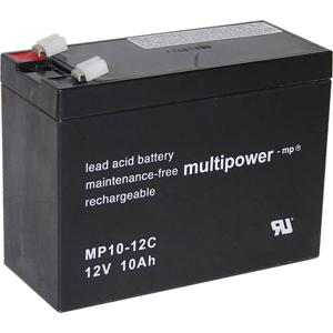 multipower PB-12-10-6,35 Loodaccu 12 V 10 Ah Loodvlies (AGM) (b x h x d) 151 x 118.5 x 65 mm Kabelschoen 6.35 mm Cyclusbestendig, Onderhoudsvrij, Geringe