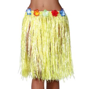 Toppers - Hawaii verkleed rokje - voor volwassenen - geel - 50 cm - rieten hoela rokje - tropisch