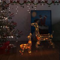 Kerstversiering rendierfamilie 160 LED meerkleurig acryl - thumbnail