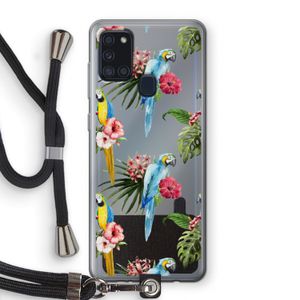 Kleurrijke papegaaien: Samsung Galaxy A21s Transparant Hoesje met koord