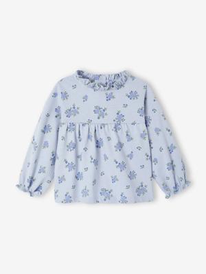 T-shirt baby bedrukte lange mouwen ijsblauw