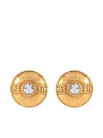 CHANEL Pre-Owned boucles d'oreilles serties de cristaux à logo CC (1984)