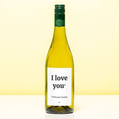Wijnfles I love you and your boobs - Wit (Sauvignon Blanc)