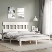 Bedframe zonder matras massief grenenhout wit 160x200 cm