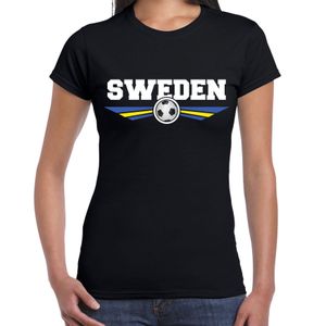 Zweden / Sweden landen / voetbal shirt met wapen in de kleuren van de Zweedse vlag zwart voor dames 2XL  -