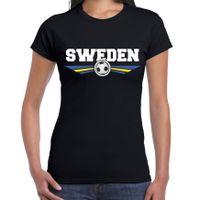 Zweden / Sweden landen / voetbal shirt met wapen in de kleuren van de Zweedse vlag zwart voor dames 2XL  -
