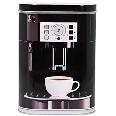 Excellent Houseware Koffie bewaarblik / bus - zwart - koffiemachine print - 1800 ml Excellent Houseware Koffie bewaarblik / bus - zwart - koffiemachine print - 1800 ml