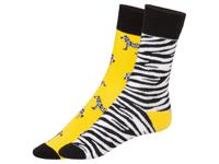 2 paar sokken (35-38, Geel/zwart zebra) - thumbnail