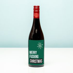 Wijnfles kerst Merry fucking Christmas - Rood (Merlot)