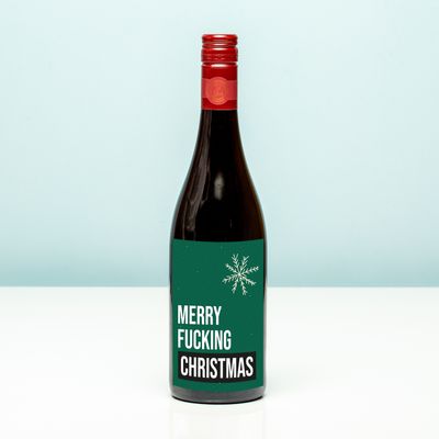Wijnfles kerst Merry fucking Christmas - Rood (Merlot)