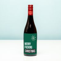 Kerst Wijnfles Merry Fucking Christmas - Rood (Merlot)