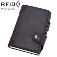 X-51 Automatically Pop-up Card Type Anti-magnetic RFID Anti-theft PU Leather Wallet with Card Slots(Black)