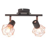 VidaXL Plafondlamp met 2 spotlights e14 zwart en koper VidaXL Plafondlamp met 2 spotlights e14 zwart en koper