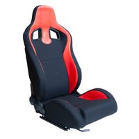 Sportstoel 'MR' - Zwart Kunstleder + Rood Pine textiel - Dubbelzijdig verstelbare rugleuni SS75PZR